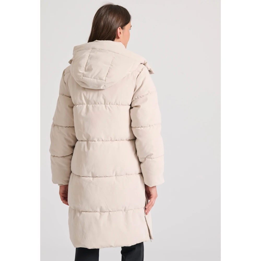 FUNKY BUDDHA Loose fit μακρύ puffer μπουφάν με αποσπώμενη κουκο