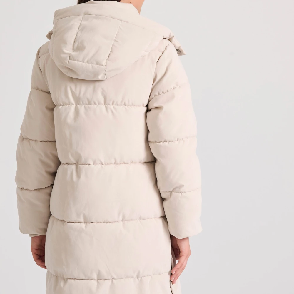 FUNKY BUDDHA Loose fit μακρύ puffer μπουφάν με αποσπώμενη κουκο