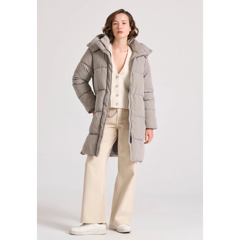 FUNKY BUDDHA Loose fit μακρύ puffer μπουφάν με αποσπώμενη κουκο