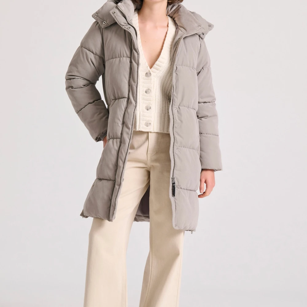 FUNKY BUDDHA Loose fit μακρύ puffer μπουφάν με αποσπώμενη κουκο