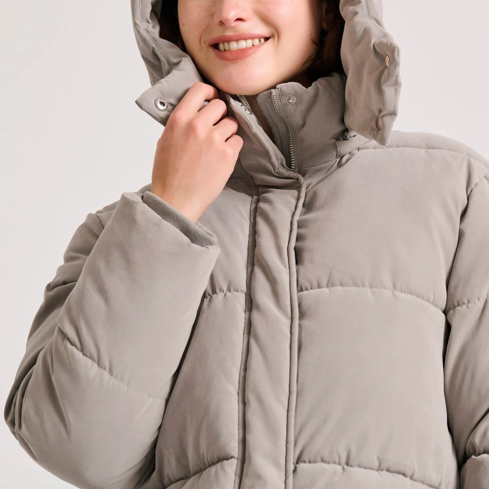 FUNKY BUDDHA Loose fit μακρύ puffer μπουφάν με αποσπώμενη κουκο