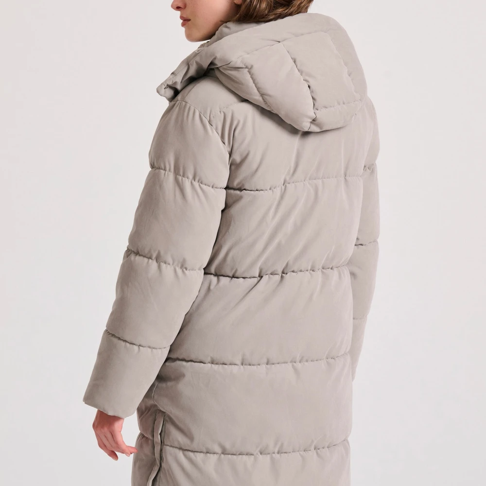 FUNKY BUDDHA Loose fit μακρύ puffer μπουφάν με αποσπώμενη κουκο