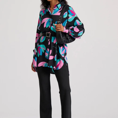 FUNKY BUDDHA Loose fit μακρύ εμπριμέ πουκάμισο