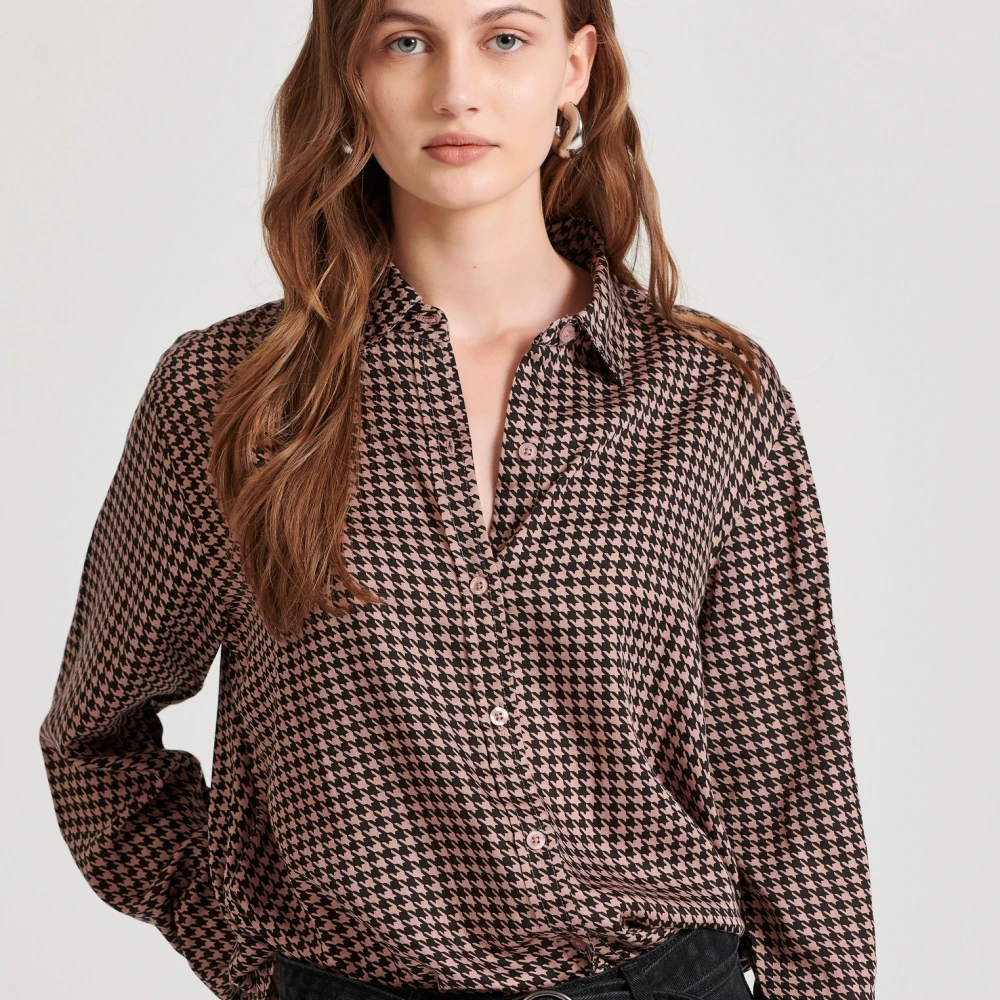 FUNKY BUDDHA Loose fit μακρύ καρό πουκάμισο