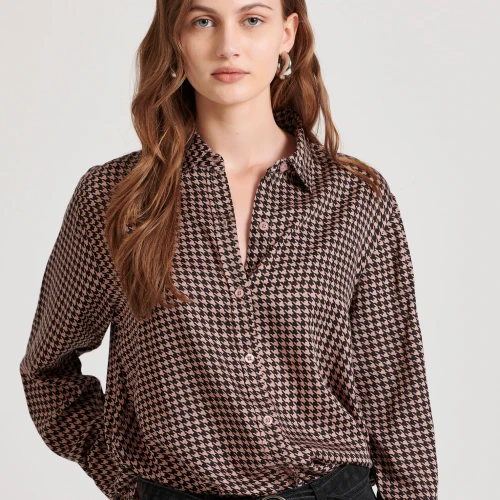 FUNKY BUDDHA Loose fit μακρύ καρό πουκάμισο