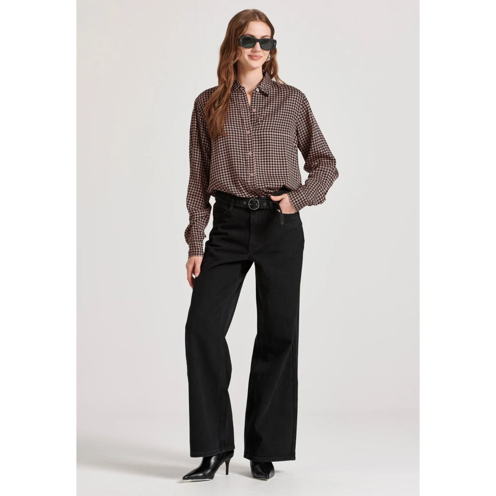 FUNKY BUDDHA Loose fit μακρύ καρό πουκάμισο