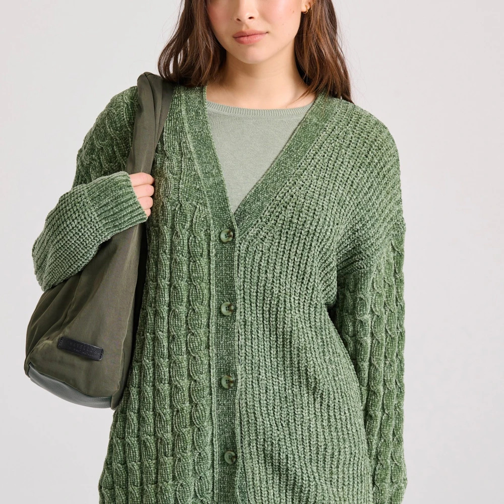 FUNKY BUDDHA Loose fit σενίλ ζακέτα με μοτίβο