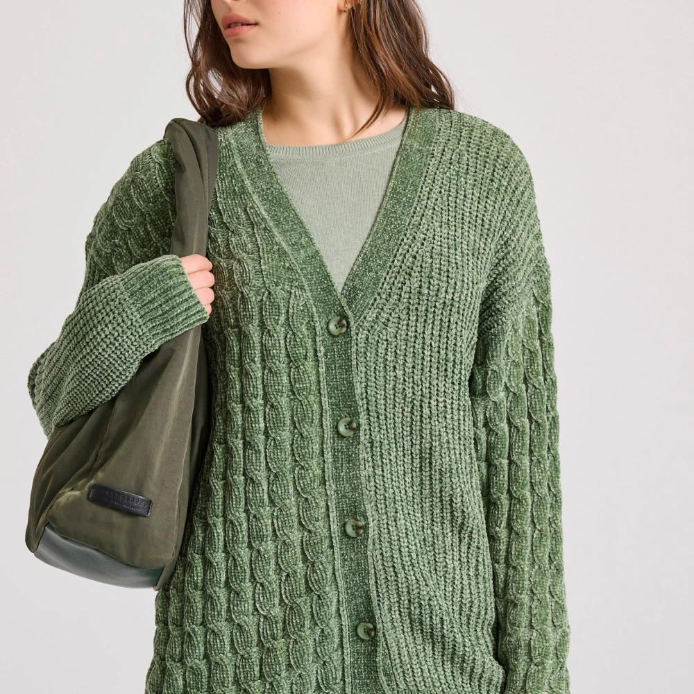 FUNKY BUDDHA Loose fit σενίλ ζακέτα με μοτίβο