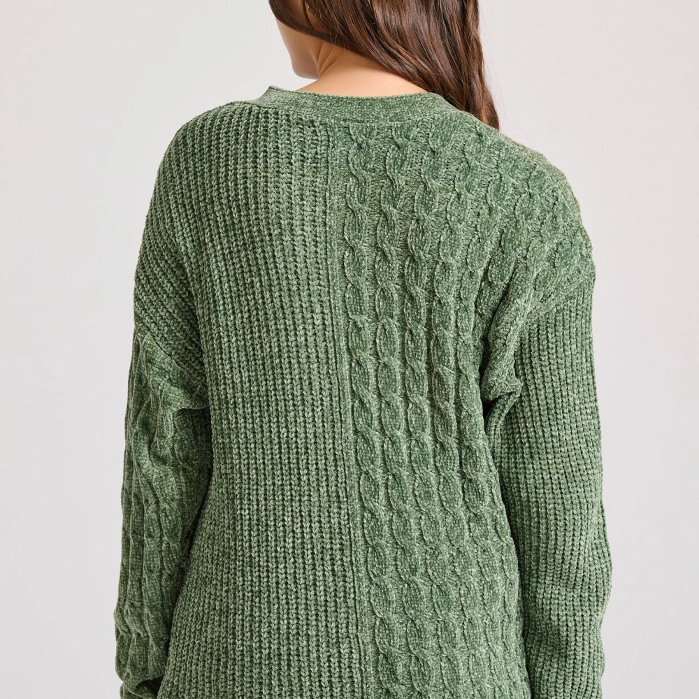 FUNKY BUDDHA Loose fit σενίλ ζακέτα με μοτίβο