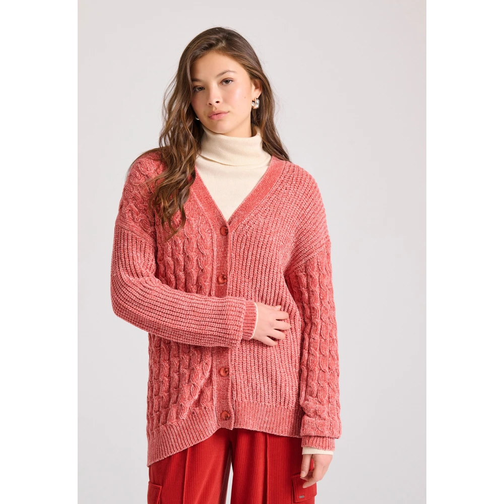 FUNKY BUDDHA Loose fit σενίλ ζακέτα με μοτίβο