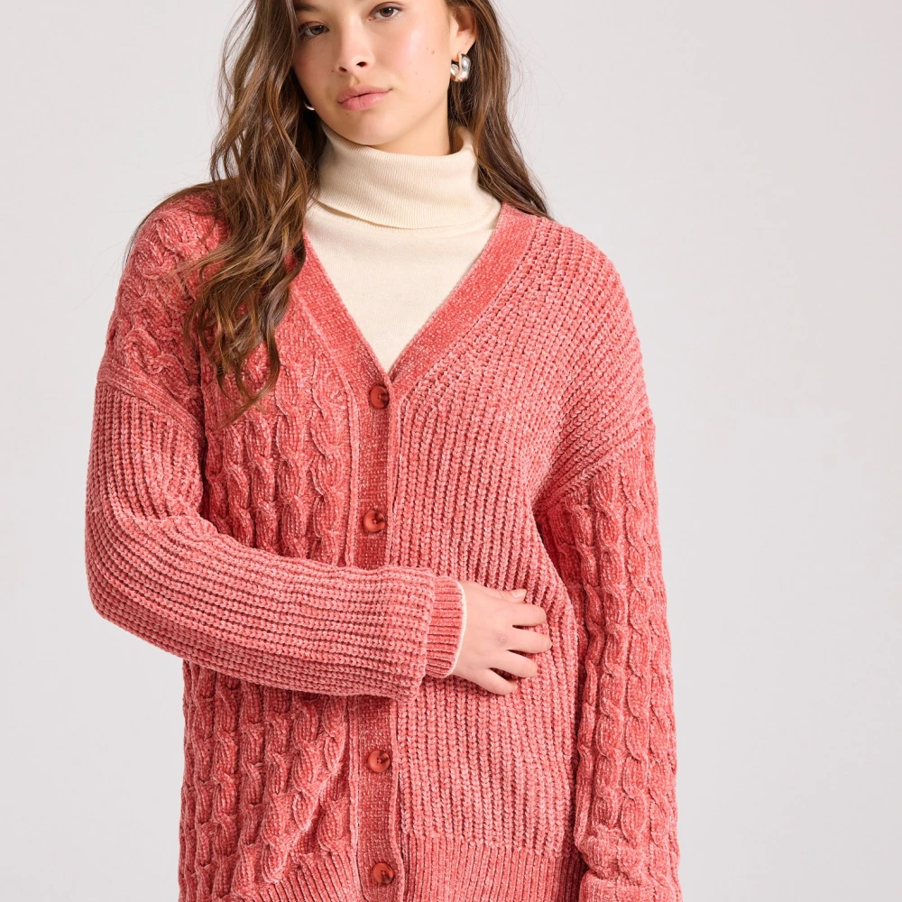 FUNKY BUDDHA Loose fit σενίλ ζακέτα με μοτίβο