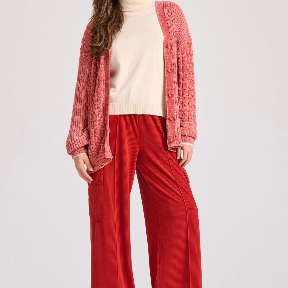 FUNKY BUDDHA Loose fit σενίλ ζακέτα με μοτίβο