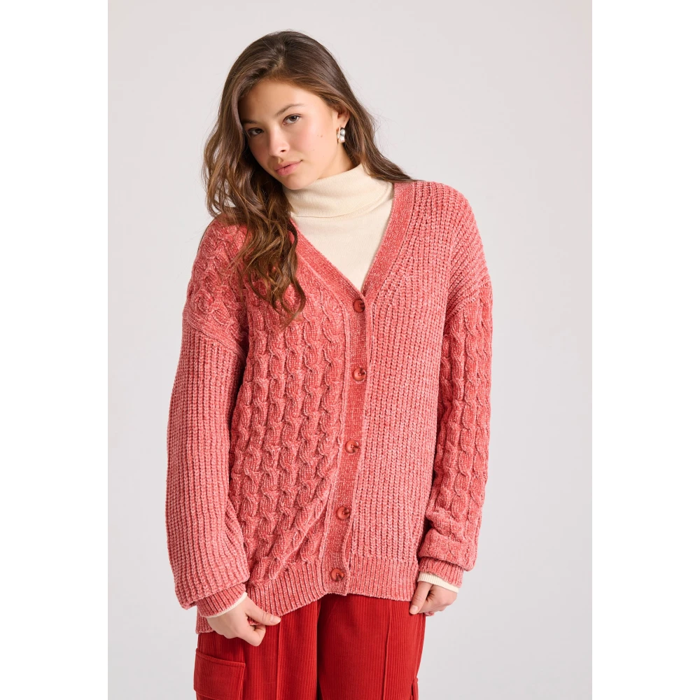 FUNKY BUDDHA Loose fit σενίλ ζακέτα με μοτίβο