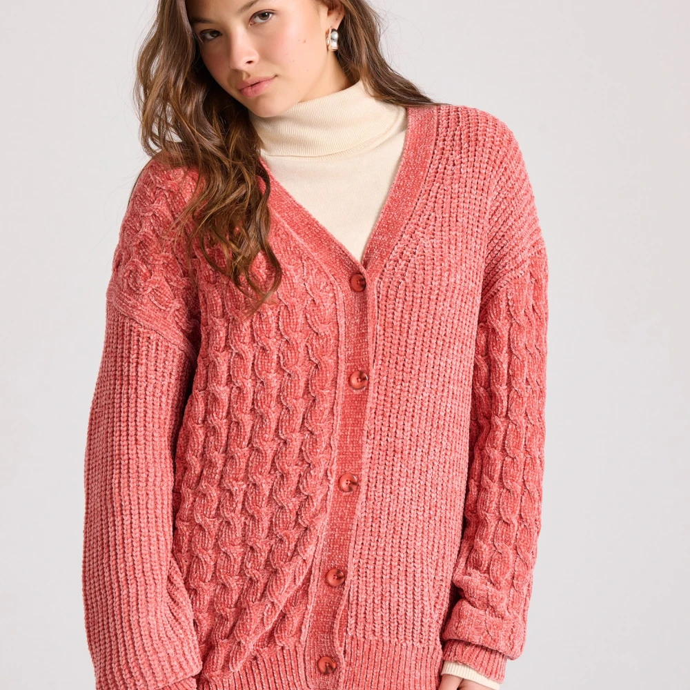 FUNKY BUDDHA Loose fit σενίλ ζακέτα με μοτίβο