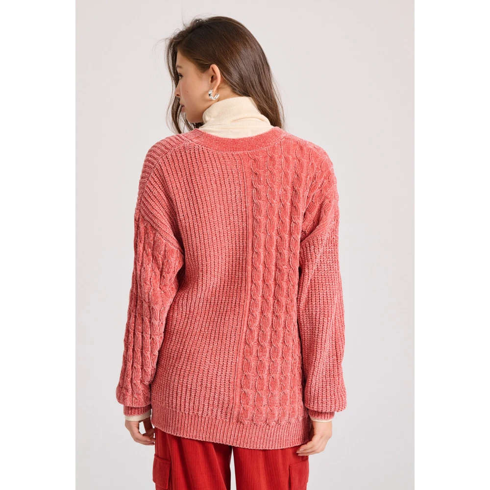 FUNKY BUDDHA Loose fit σενίλ ζακέτα με μοτίβο