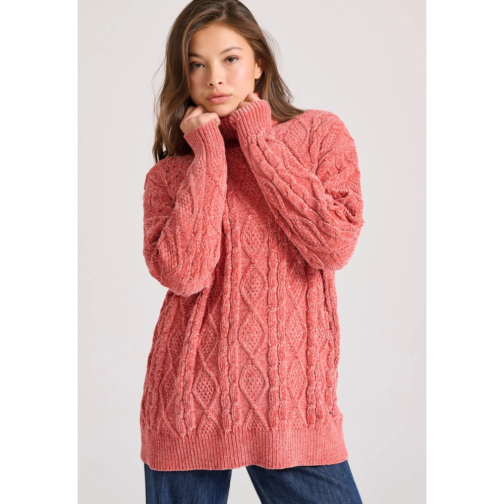 FUNKY BUDDHA Loose fit σενίλ πουλόβερ ζιβάγκο με σχέδιο στην πλ