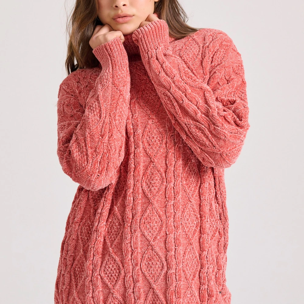 FUNKY BUDDHA Loose fit σενίλ πουλόβερ ζιβάγκο με σχέδιο στην πλ