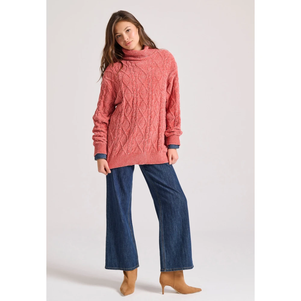 FUNKY BUDDHA Loose fit σενίλ πουλόβερ ζιβάγκο με σχέδιο στην πλ