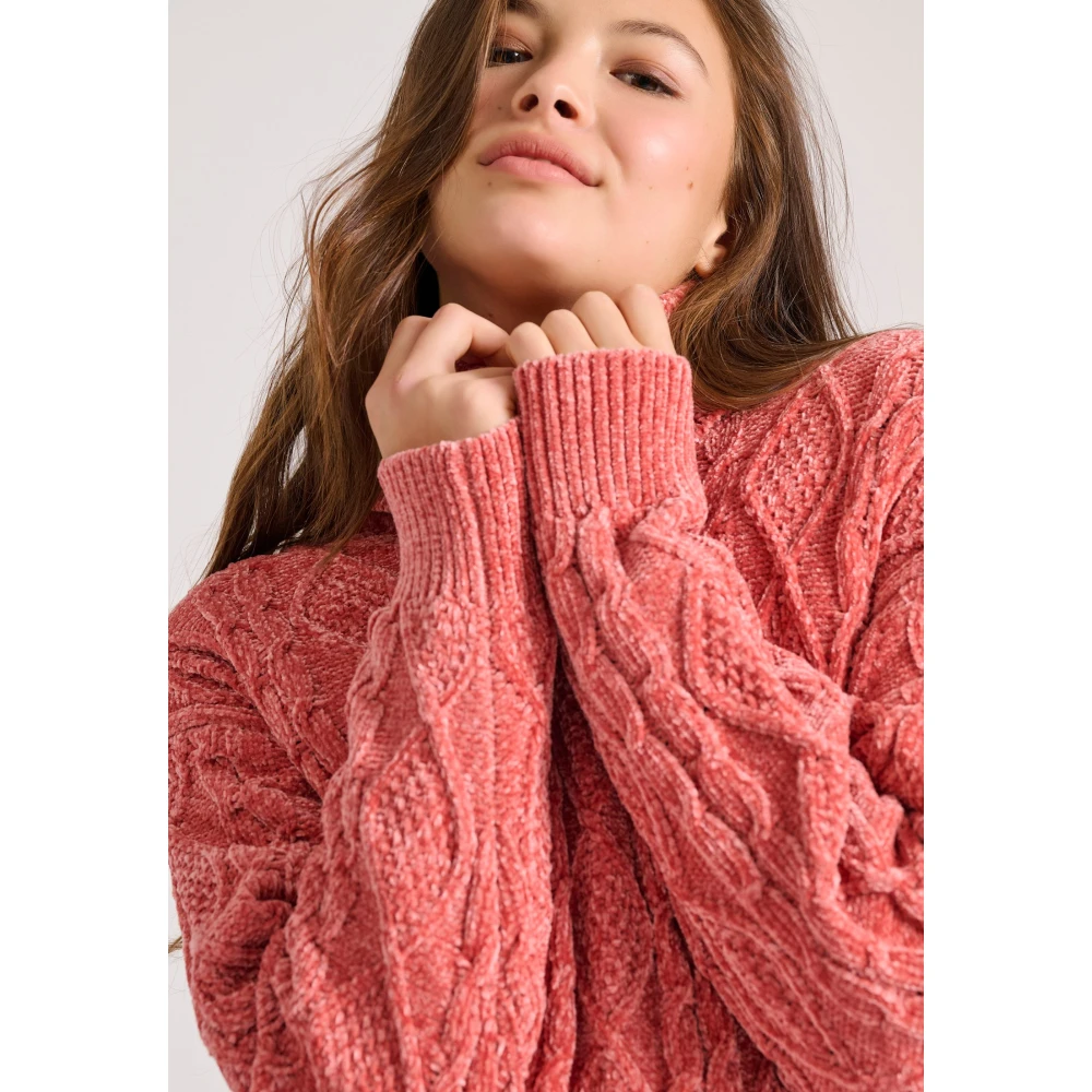 FUNKY BUDDHA Loose fit σενίλ πουλόβερ ζιβάγκο με σχέδιο στην πλ