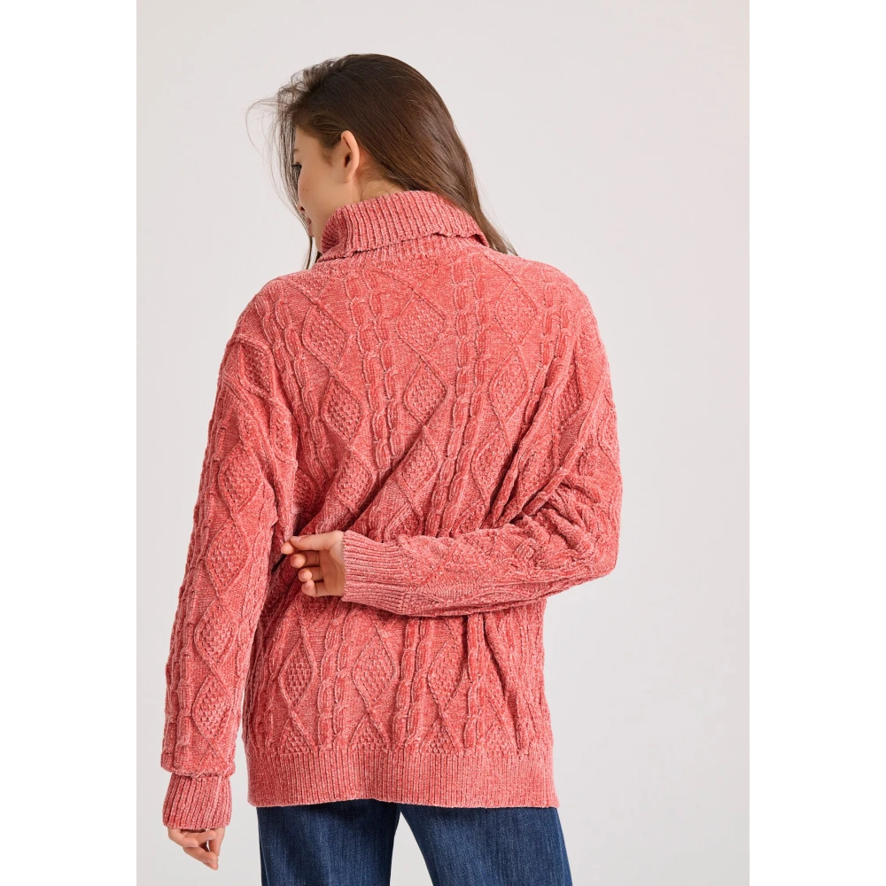 FUNKY BUDDHA Loose fit σενίλ πουλόβερ ζιβάγκο με σχέδιο στην πλ