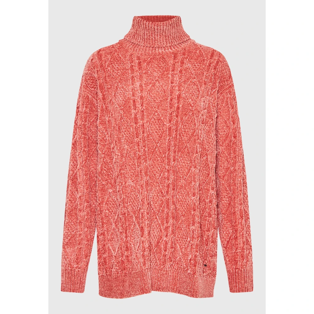 FUNKY BUDDHA Loose fit σενίλ πουλόβερ ζιβάγκο με σχέδιο στην πλ