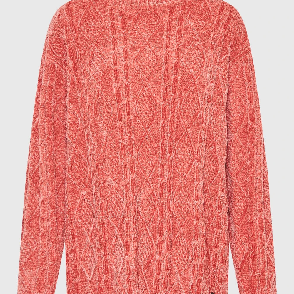 FUNKY BUDDHA Loose fit σενίλ πουλόβερ ζιβάγκο με σχέδιο στην πλ