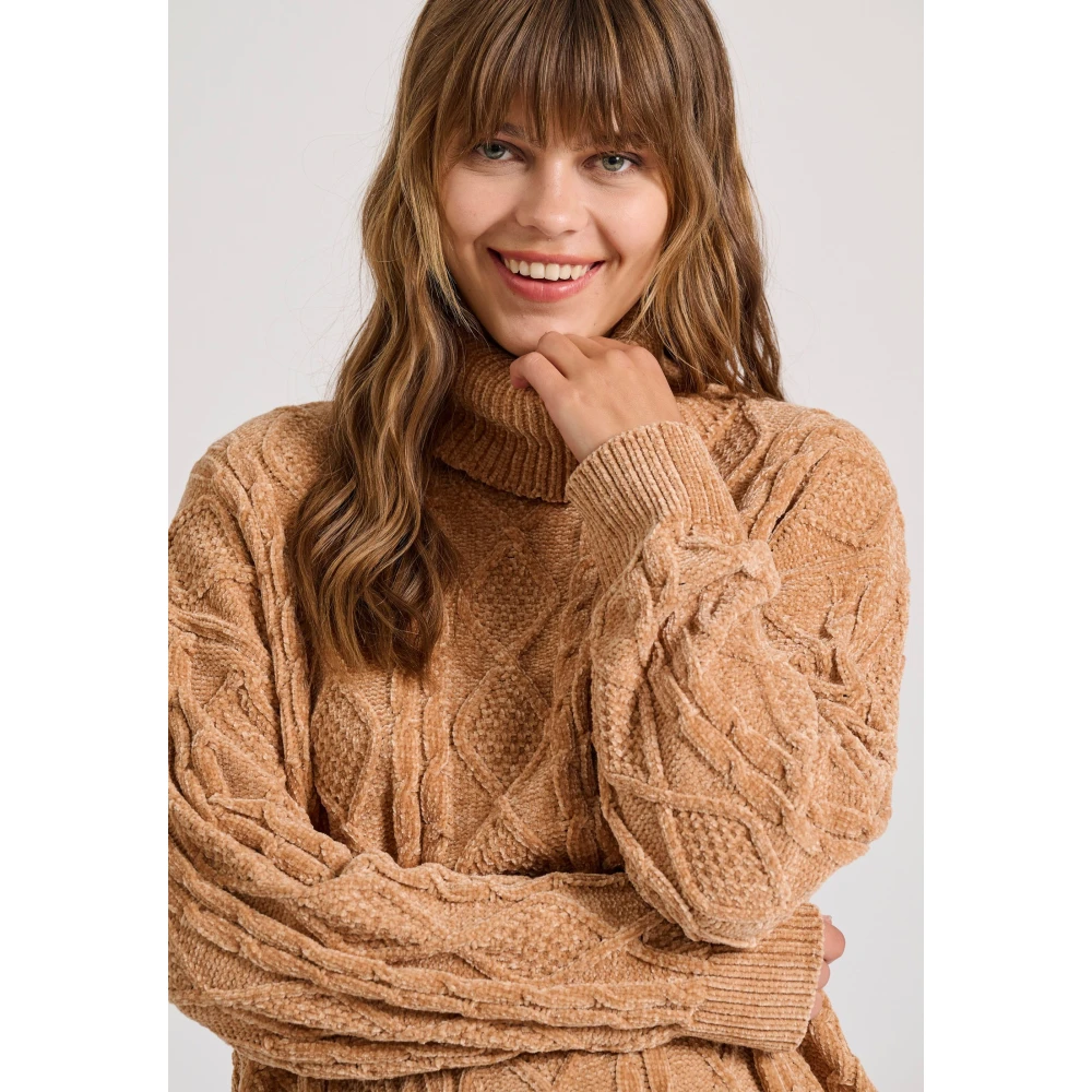 FUNKY BUDDHA Loose fit σενίλ πουλόβερ ζιβάγκο με σχέδιο στην πλ