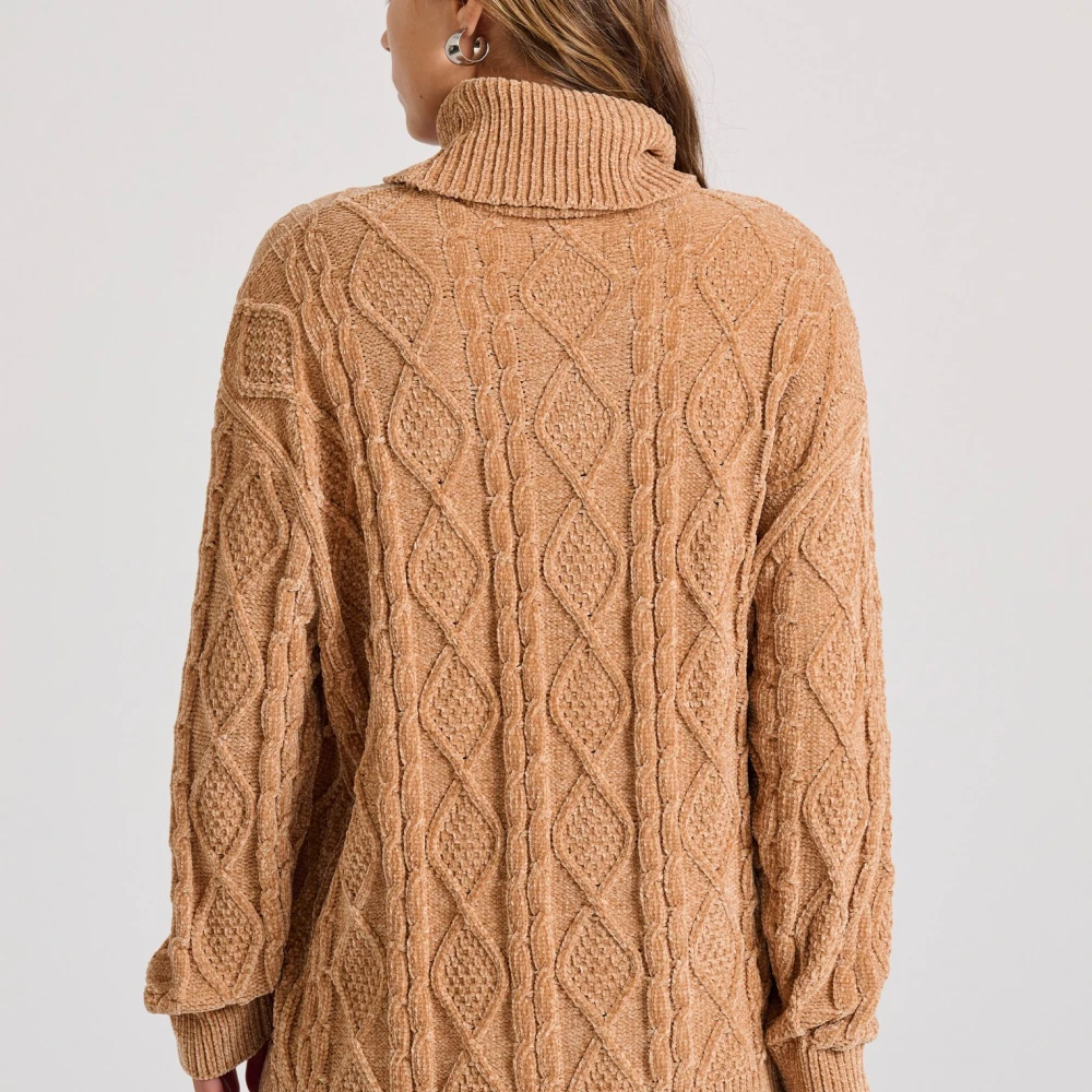 FUNKY BUDDHA Loose fit σενίλ πουλόβερ ζιβάγκο με σχέδιο στην πλ