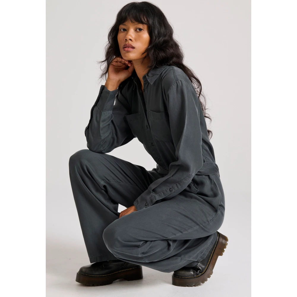 FUNKY BUDDHA Lyocell garment dyed ολόσωμη φόρμα