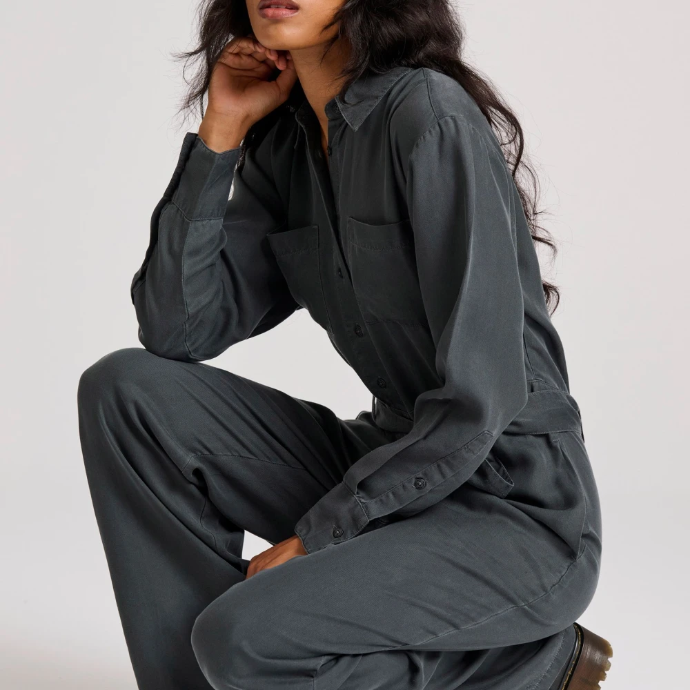 FUNKY BUDDHA Lyocell garment dyed ολόσωμη φόρμα