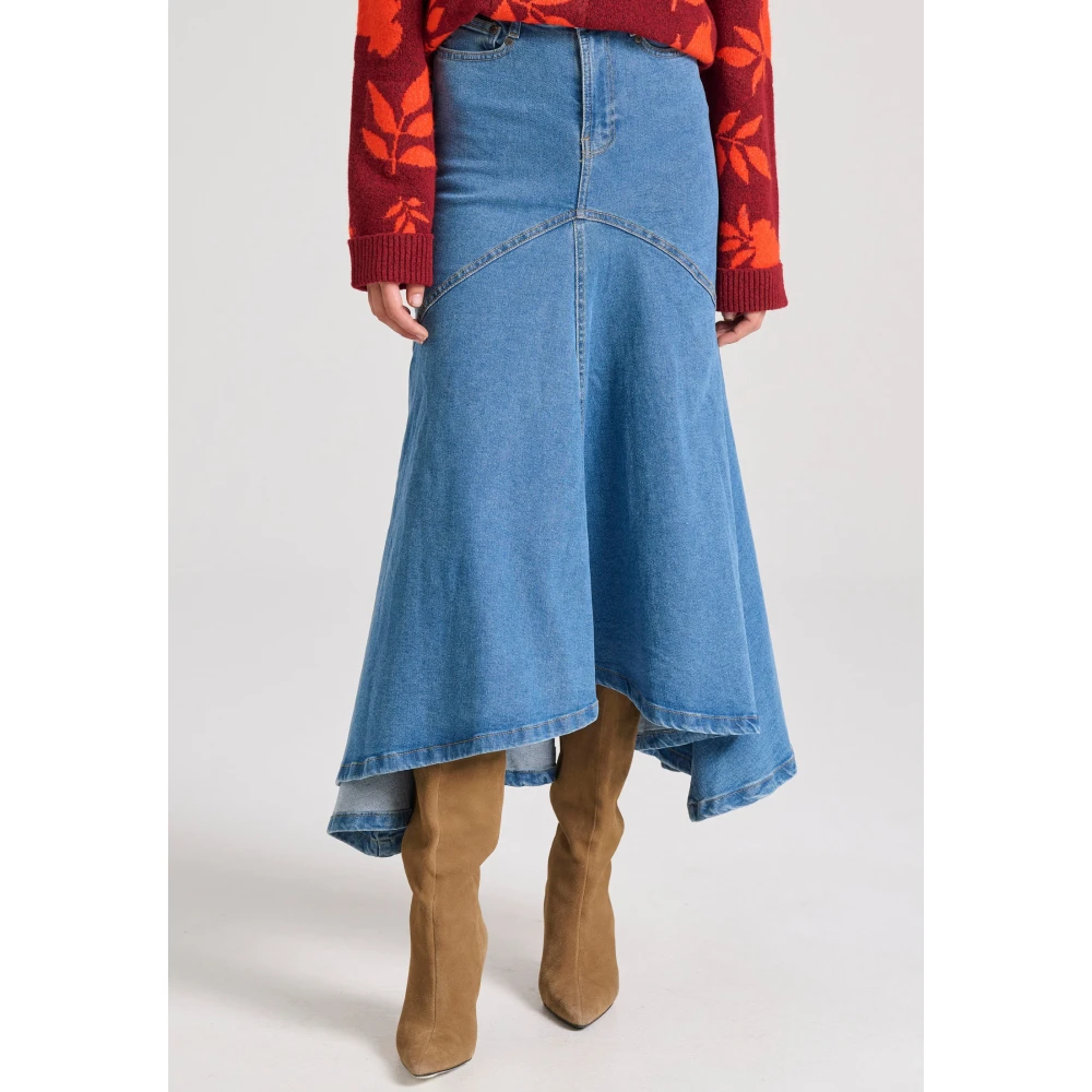 FUNKY BUDDHA Maxi denim φούστα με ασύμμετρο τελείωμα