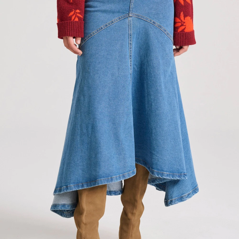 FUNKY BUDDHA Maxi denim φούστα με ασύμμετρο τελείωμα