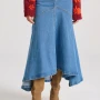 FUNKY BUDDHA Maxi denim φούστα με ασύμμετρο τελείωμα