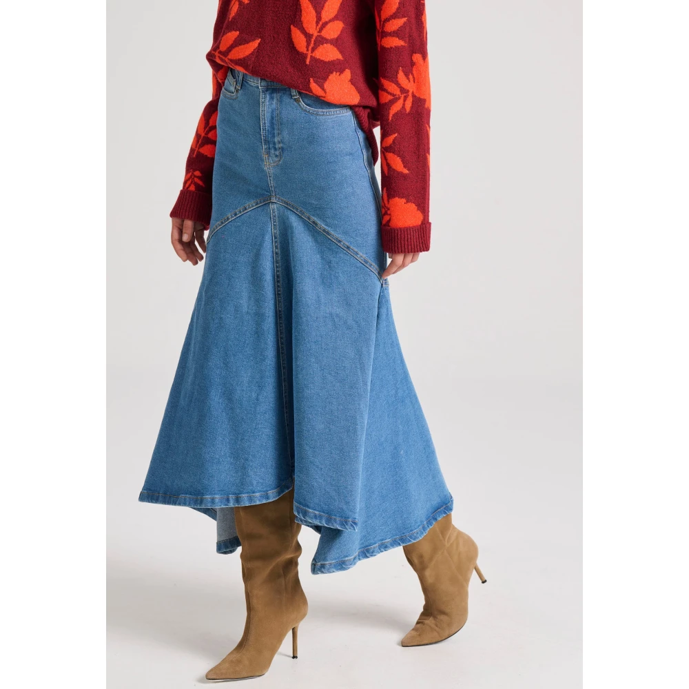 FUNKY BUDDHA Maxi denim φούστα με ασύμμετρο τελείωμα