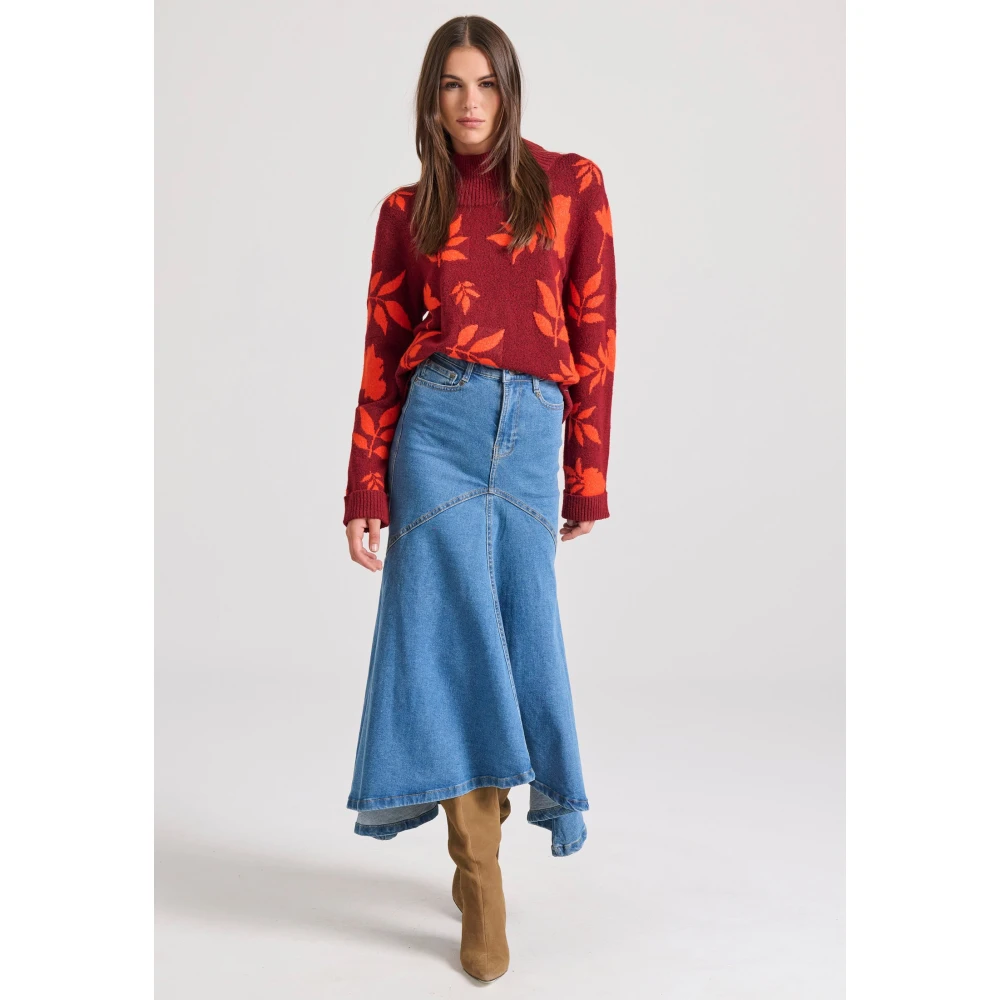 FUNKY BUDDHA Maxi denim φούστα με ασύμμετρο τελείωμα