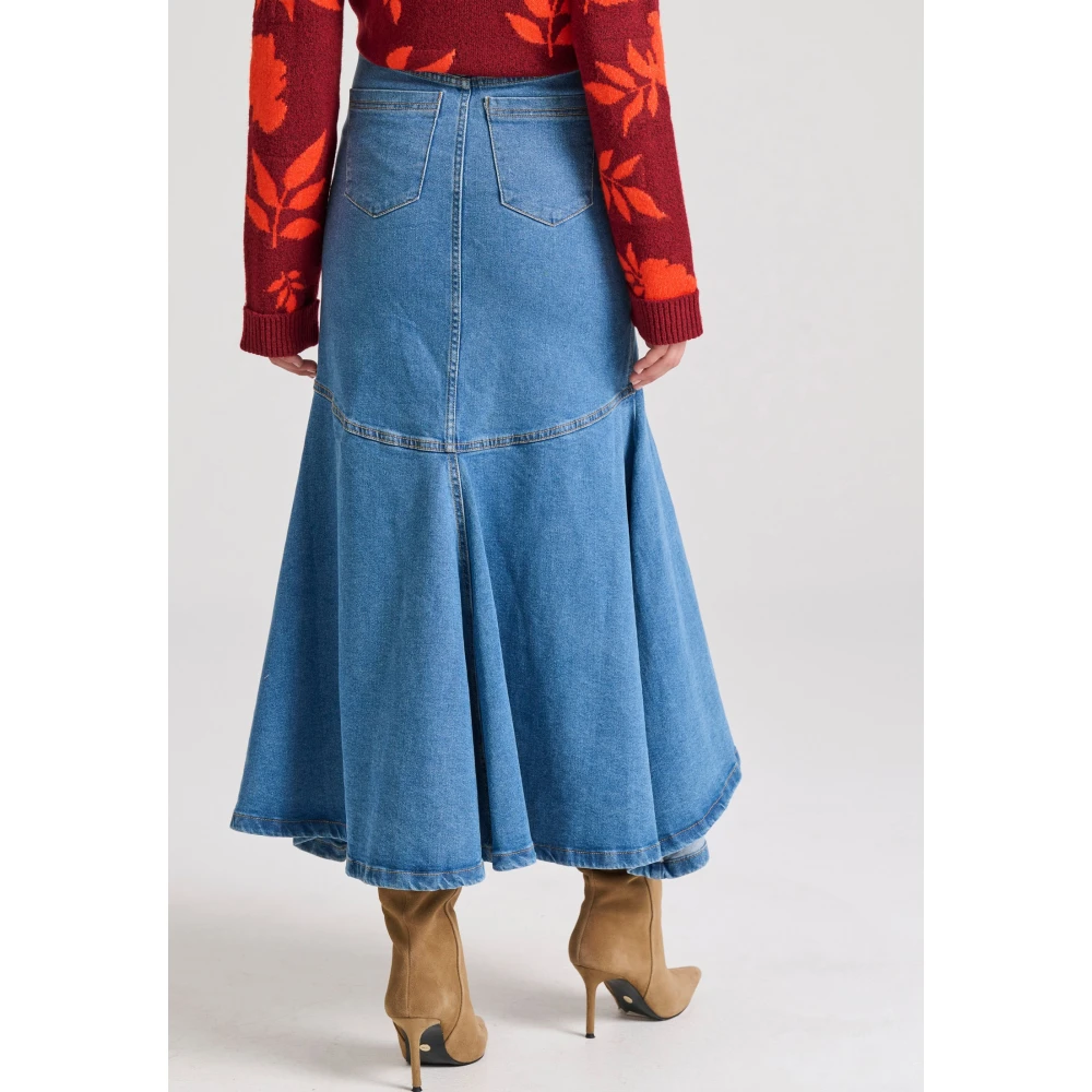 FUNKY BUDDHA Maxi denim φούστα με ασύμμετρο τελείωμα