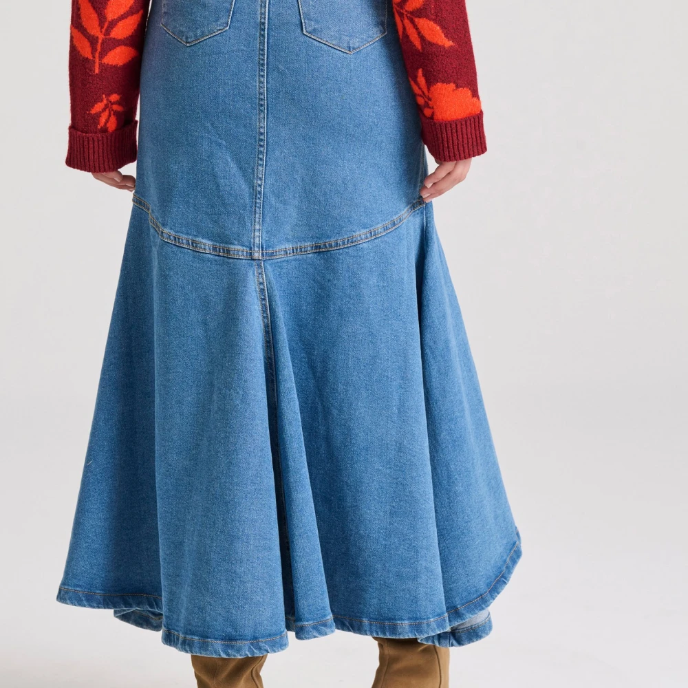 FUNKY BUDDHA Maxi denim φούστα με ασύμμετρο τελείωμα