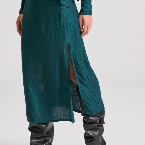 FUNKY BUDDHA Midi κρουαζέ φούστα σε ζακάρ ύφανση