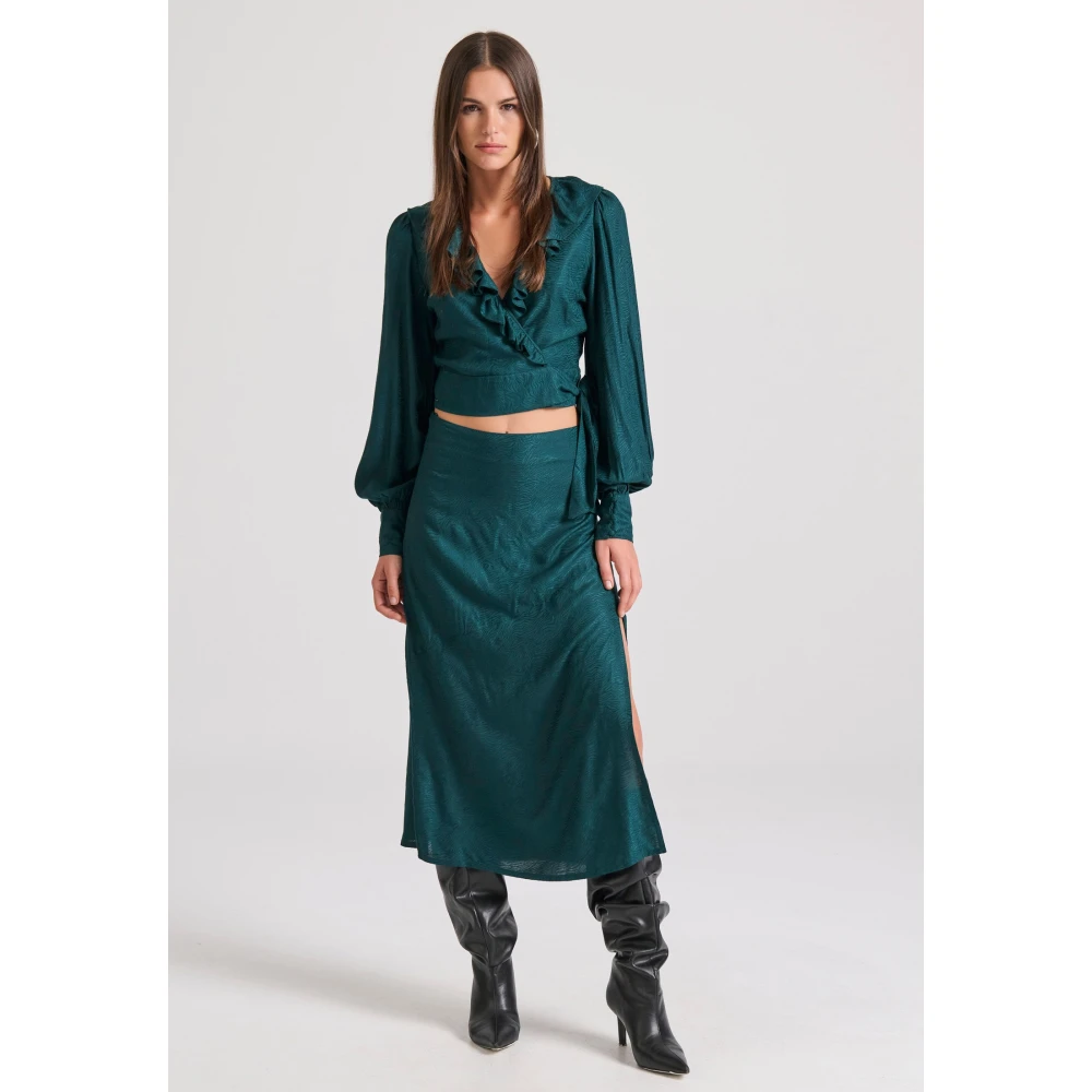 FUNKY BUDDHA Midi κρουαζέ φούστα σε ζακάρ ύφανση