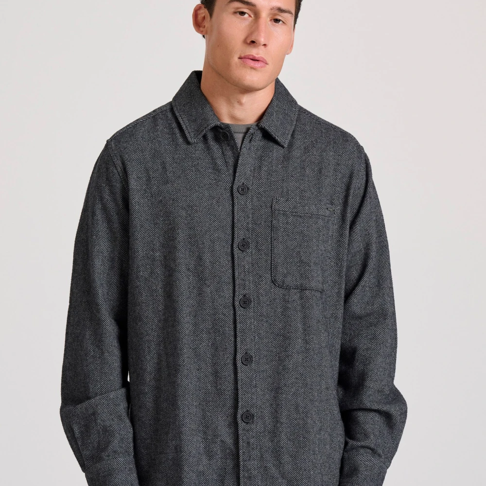 FUNKY BUDDHA Overshirt πουκάμισο με herringbone pattern