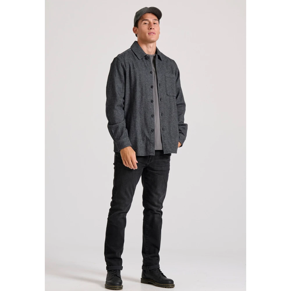 FUNKY BUDDHA Overshirt πουκάμισο με herringbone pattern