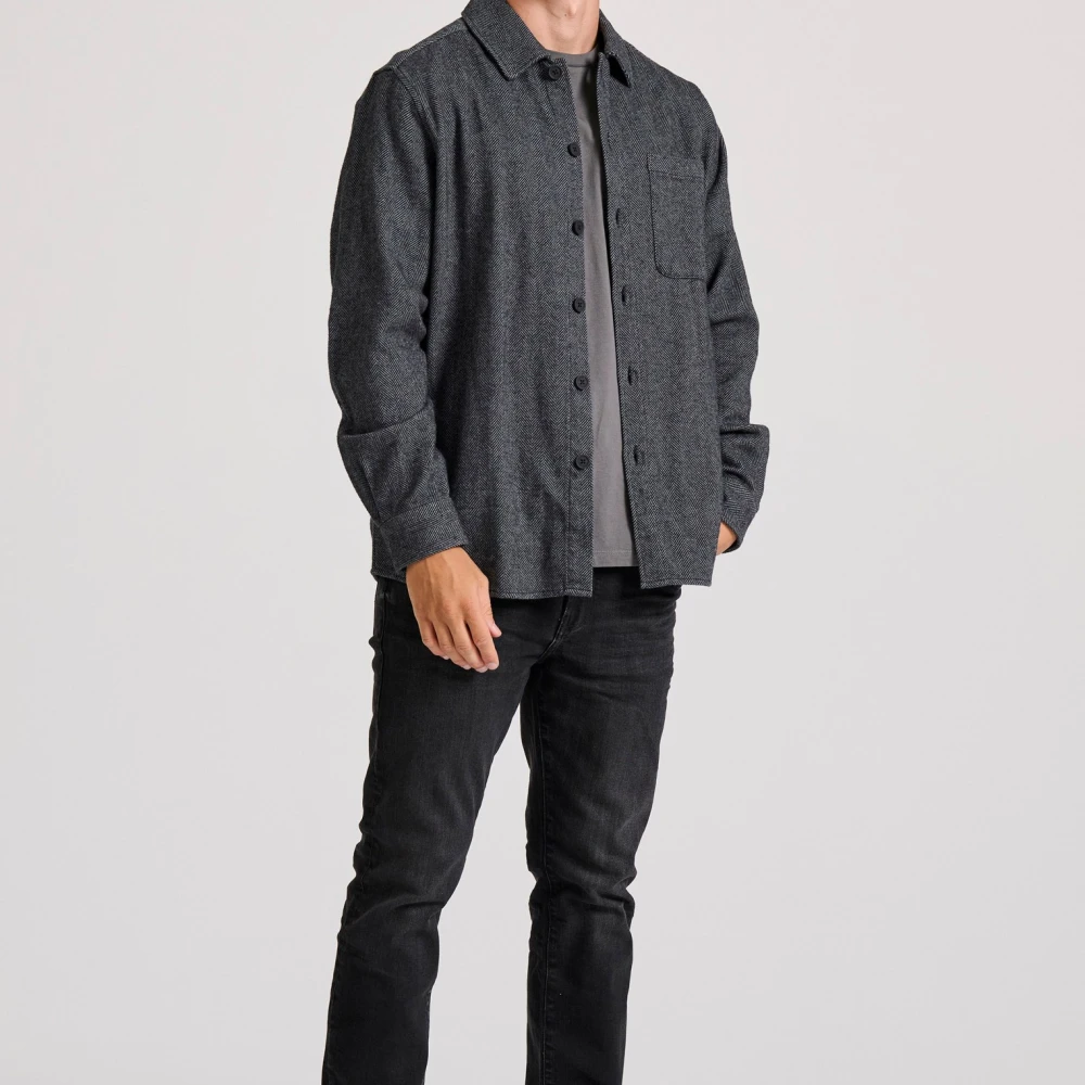 FUNKY BUDDHA Overshirt πουκάμισο με herringbone pattern