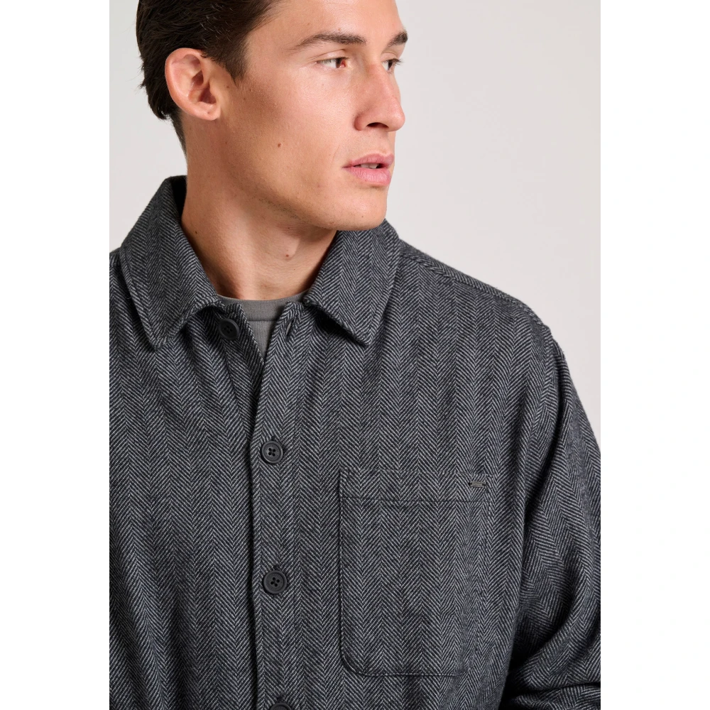FUNKY BUDDHA Overshirt πουκάμισο με herringbone pattern