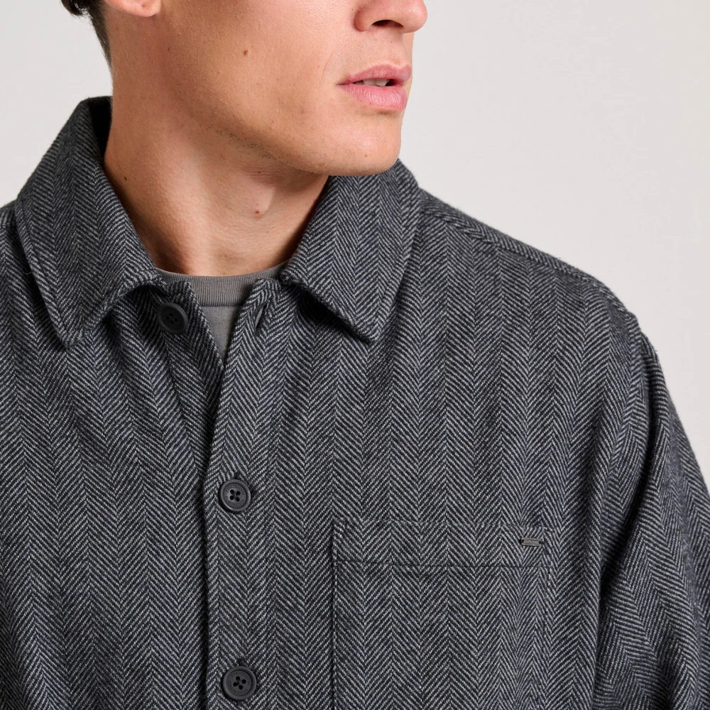 FUNKY BUDDHA Overshirt πουκάμισο με herringbone pattern