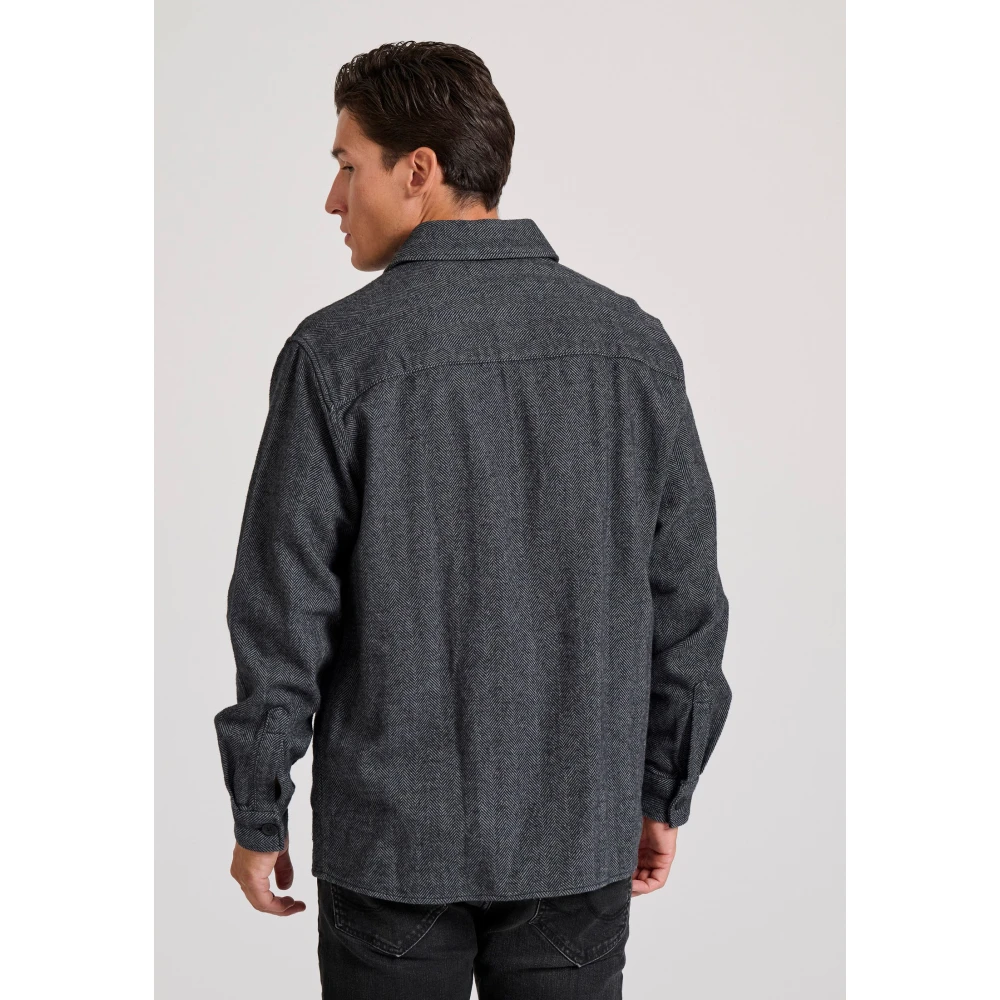 FUNKY BUDDHA Overshirt πουκάμισο με herringbone pattern