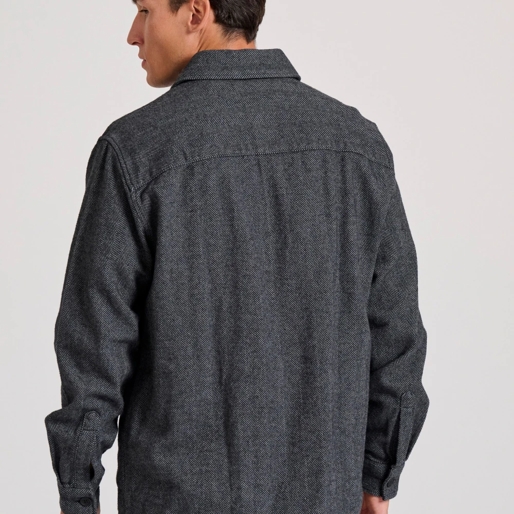 FUNKY BUDDHA Overshirt πουκάμισο με herringbone pattern
