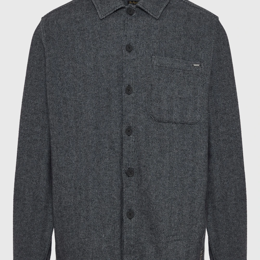 FUNKY BUDDHA Overshirt πουκάμισο με herringbone pattern