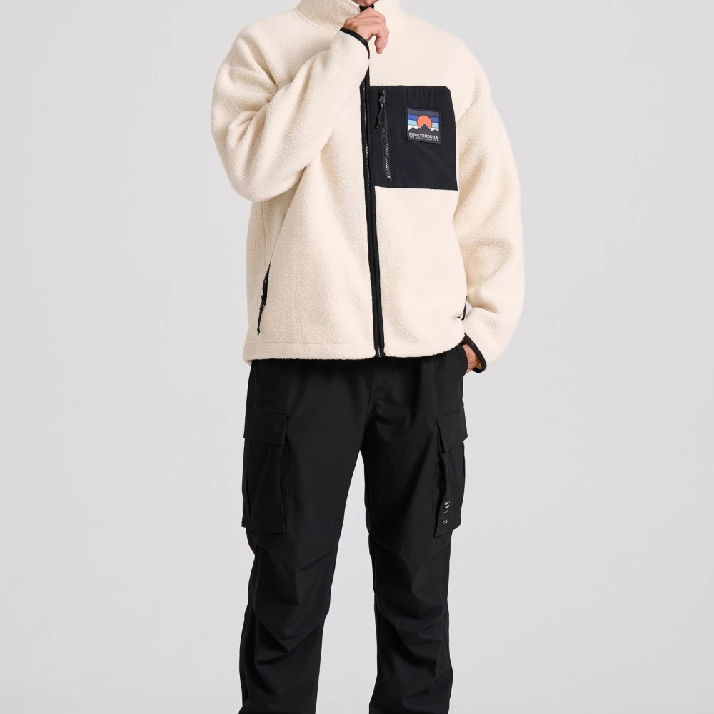 FUNKY BUDDHA Oversized fleece ζακέτα φούτερ με τσέπη στο στήθος