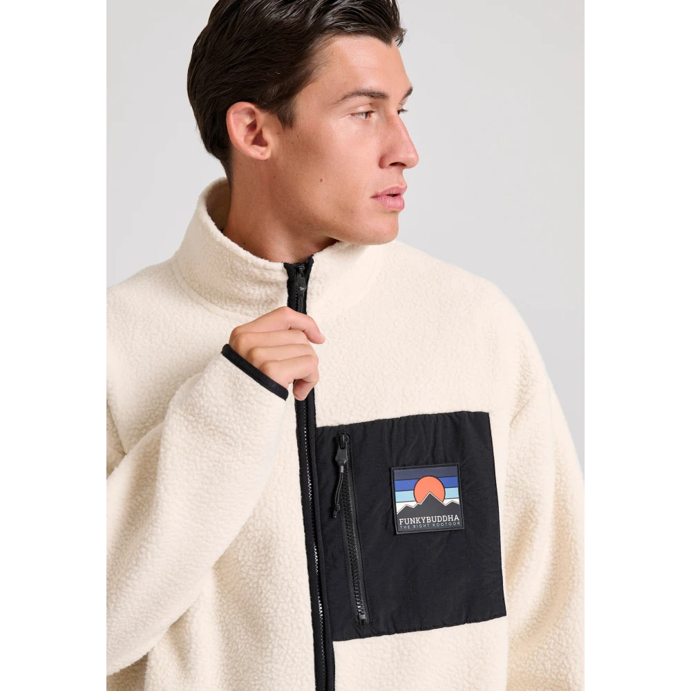 FUNKY BUDDHA Oversized fleece ζακέτα φούτερ με τσέπη στο στήθος