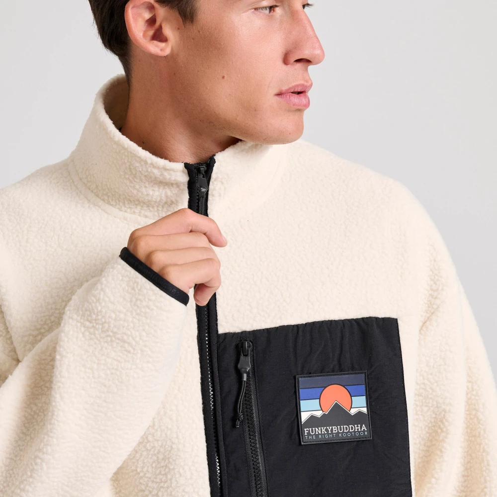 FUNKY BUDDHA Oversized fleece ζακέτα φούτερ με τσέπη στο στήθος